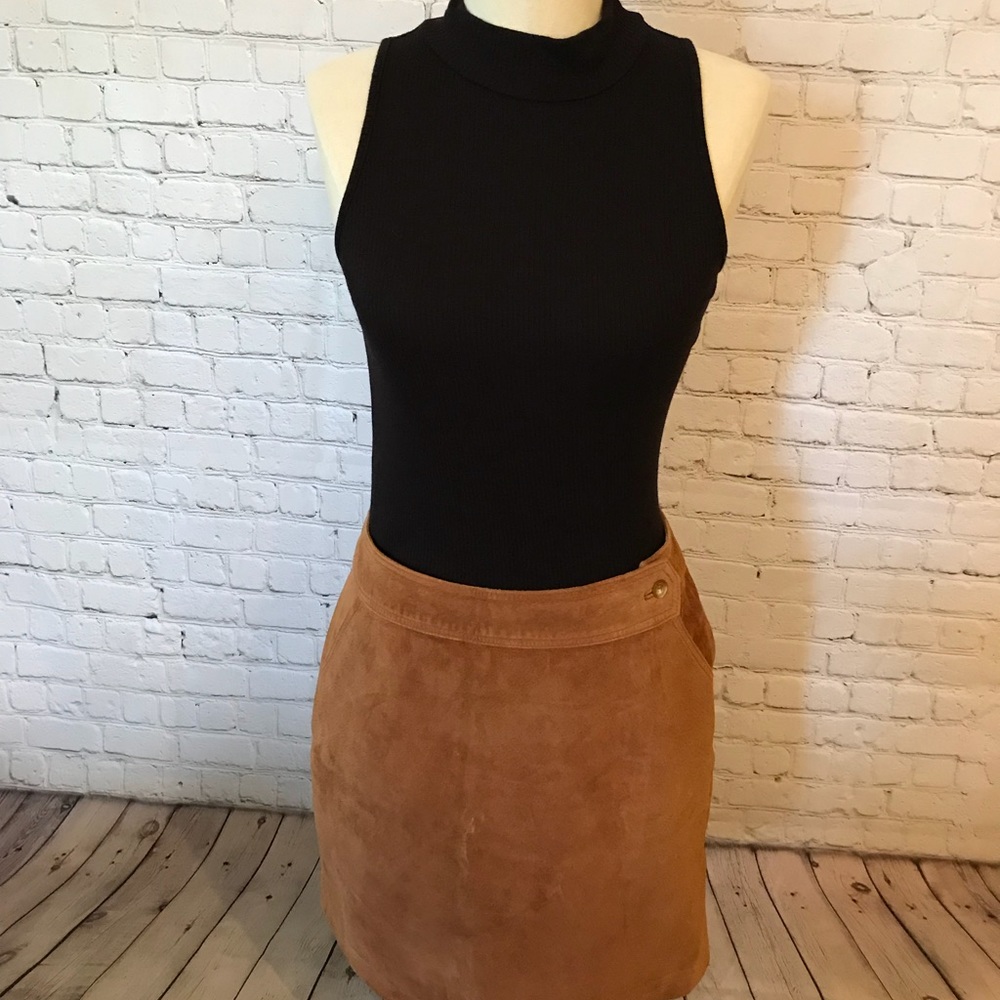 Genuine tan leather skirt (top not included)